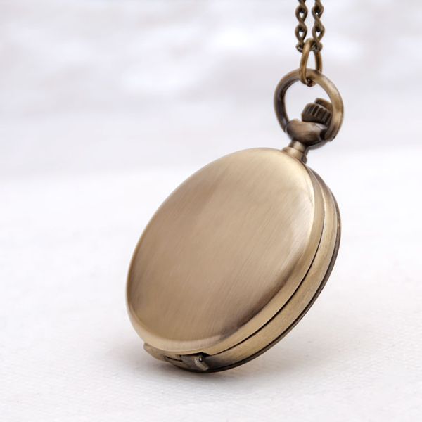 Nuovo orologio da tasca lucido bronzo medio Quarzo 40MM collana accessori vintage all'ingrosso Orologio alla moda con catena di maglione in edizione coreana
