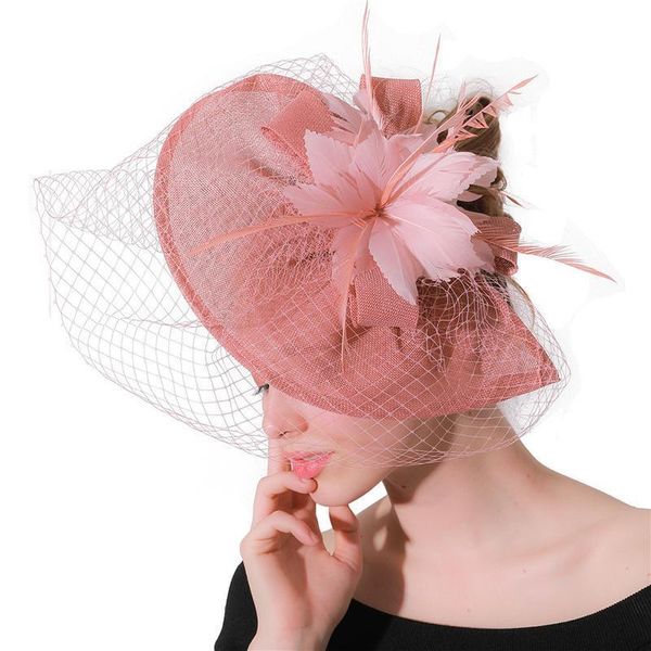 

feather cap lady cocktail dinner party fedoras wedding bridal mesh veil hats vintage sombreros chapeau fascinators hat lm030 h sqcads