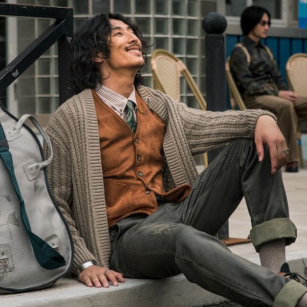 

soarin british style loose cardigan men's autumn winter twist v-neck casual knitwear sweater coat