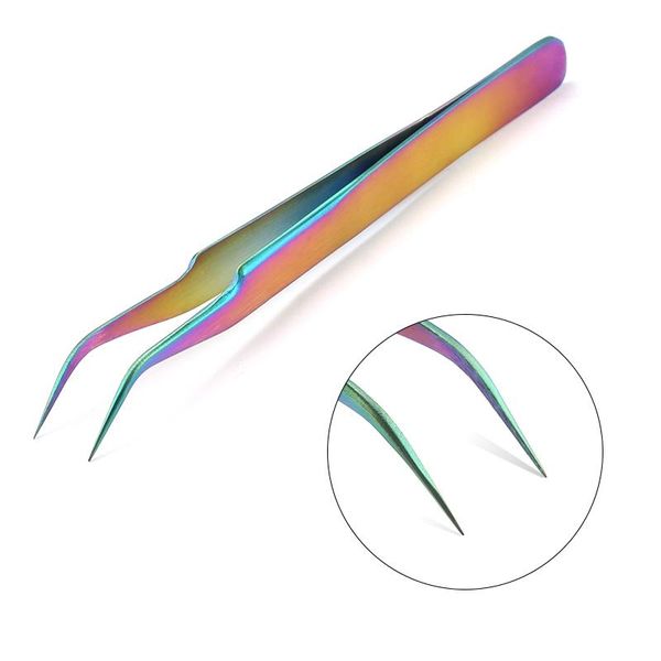 

qiao plating effect tweezers bend new stainless steel industrial anti-static cross tweezers sewing accessories tools, Black