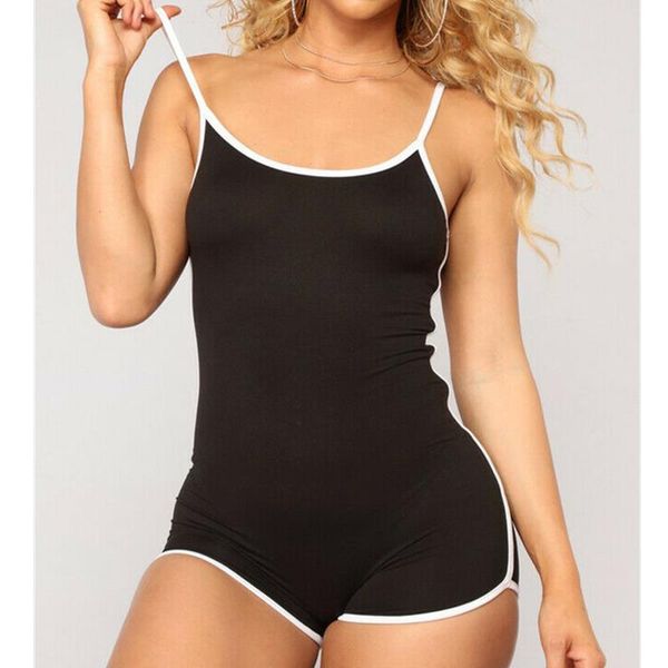 

women ladies casual sleeveless bodycon romper casual jumpsuit club tights stretch summer short pants trousers playsuit, Black;white