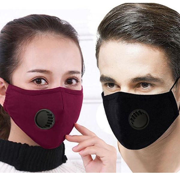 

4 colors face mask anti dust mask with breathing valve mouth cover black cotton reusable protective masks cloth designer masks