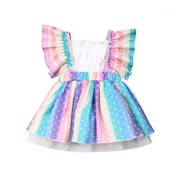

2pcs newborn baby girl rainbow clothes sleeveless ruffle lace tutu romper+tube outfit summer cute baby girl clothing set1, Red;yellow