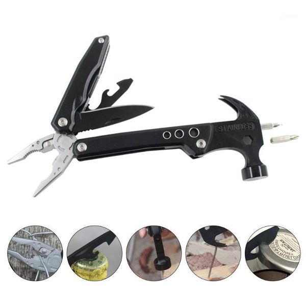 

multifunctional foldable hammer stainless steel claw hammer wire stripper plier can opener hex screwdriver car rescue hand tools1