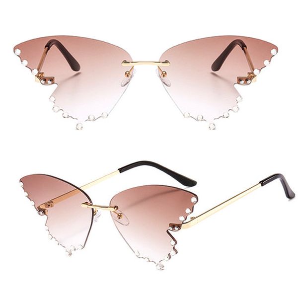 

sun butterfly diamond glasses sunglasses women rimless oversized steampunk eyeglasses vintage eyewear uv400 driver goggles men