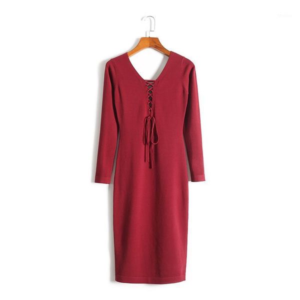 

casual dresses vadim cashmere dress cross hollow slim bag long paragraph 2021 women real ukraine hip tight warm female bodycon winter1, Black;gray