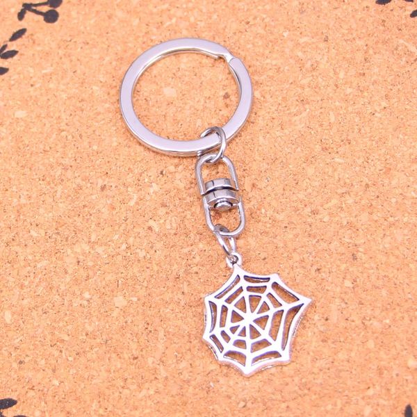 Portachiavi di moda 25 * 23mm ragnatela ragno halloween Pendenti con gemme e perle Gioielli fai da te Anello portachiavi per auto Souvenir per regalo