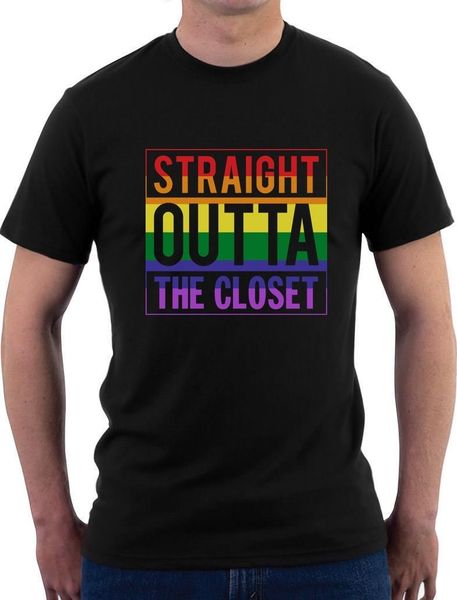 

sport 2019 fashion summer style straight outta the closet gay & lesbian pride t-shirt rainbow flag tee shirt
