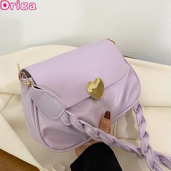 

driga elegant women handbag 2020 women's folds bag retro mini braided handle heart-shaped decoration shoulder bag