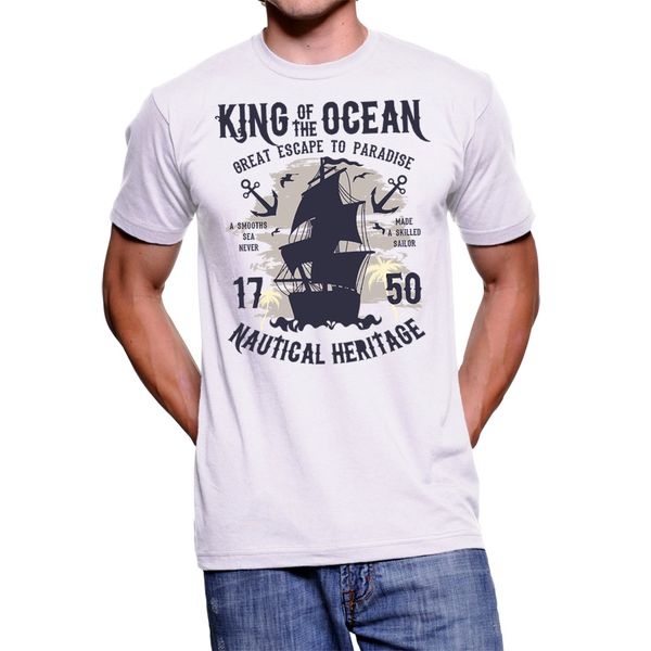 

t shirt uomo king of the ocean vintage illustration fashion slim fit solid color company t shirts sport hooded sweatshirt hoodie