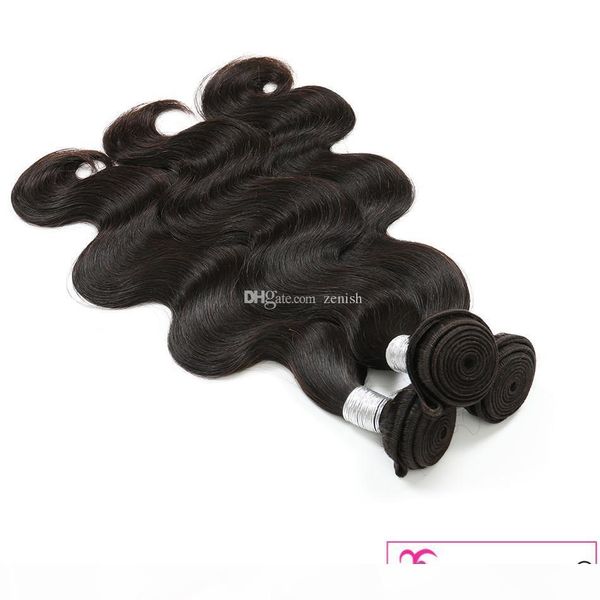 

wholesale peruvian virgin hair 3 bundles 300 gram body wave unprocessed brazilian human hair body wave weft 100% human hair extensions, Black