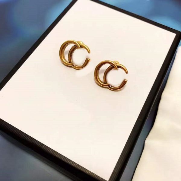 

classic letter earrings g studs charm retro designer earrings women eardrops jewelry with gift box for party anniversary2022, Golden