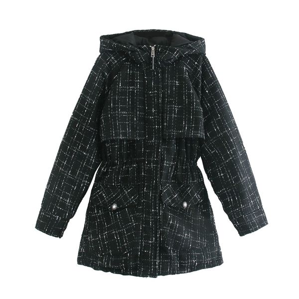 

2021 new winter nen women small fragrance pearl buckle female down jacket corset hat long outer wear 3ocy, Black