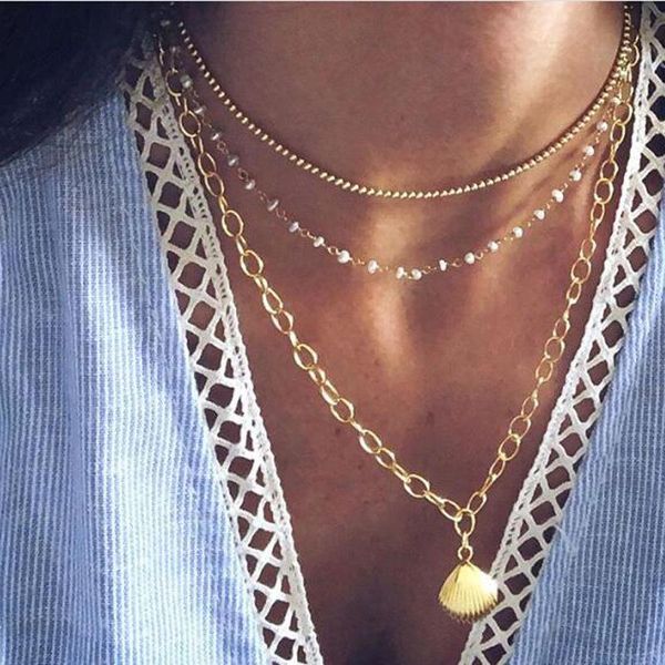 

unique design pearl choker handmade trendy puka shell beaded necklace for women boho chic girl jewelry dropshipping, Silver