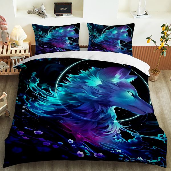

bilipromise double comfortable 3d bedding set 3-piece wolf pillowcase comfortable king bed custom four seasons bedding duvet cover