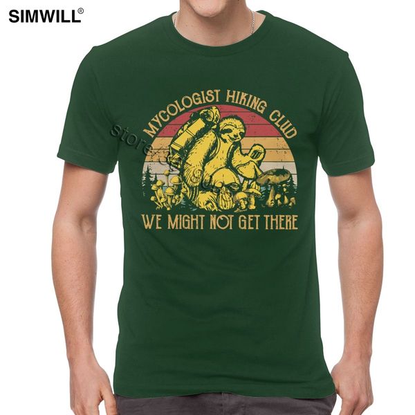 

sport funny mycologist hiking sloth tshirts men cotton mushroom t-shirt short sleeves round neck tees vintage lazy animals t shirt