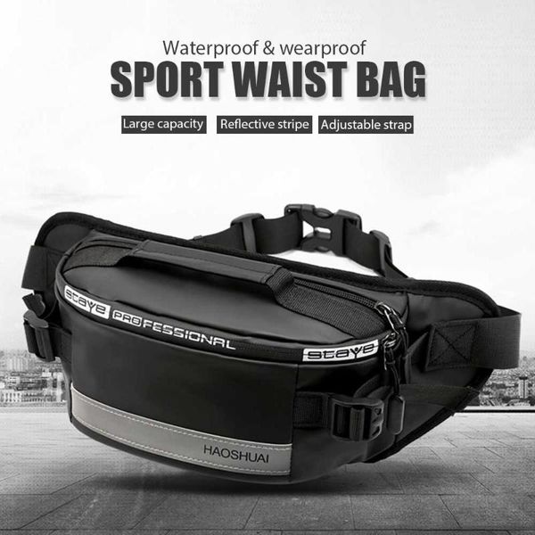 

men women waist bag large capacity reflective stripe waterproof wearproof pouch bags fanny pack fashion fitness bags