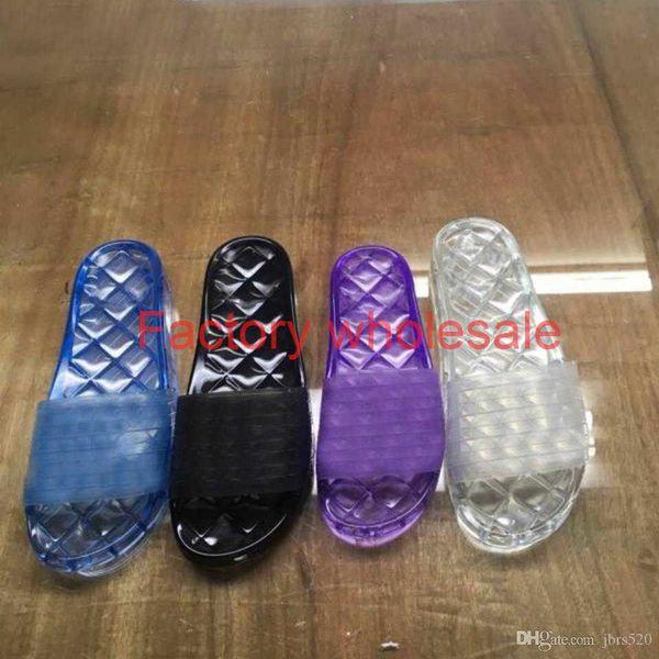 

men beach slippers summer new women cartoon big head slippers glue surface transparent crystal shoes pvc l bath lady slippers size 35-45, Black