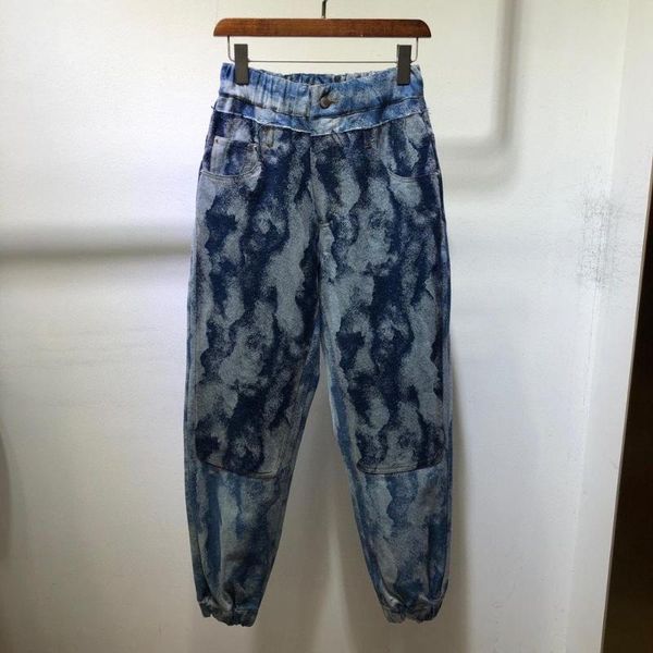 

2020fw fashion women prints cotton jeans female luxury denim pants trouse ddxgz2 10.23, Blue