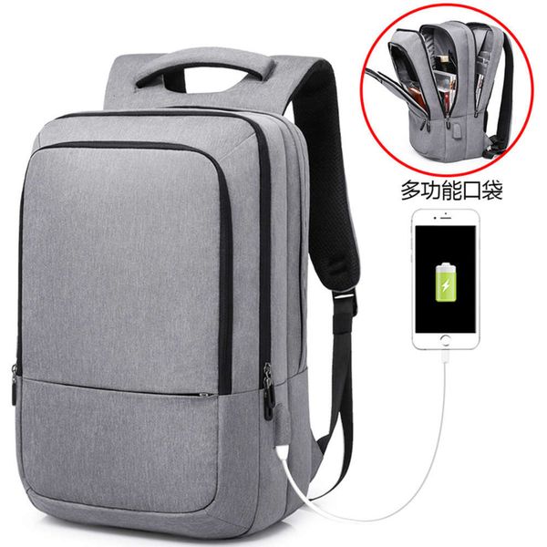 

new fashion men's cotton hemp leisure computer bag simple college backpack with usb interface