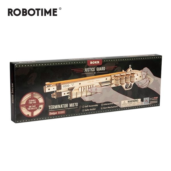 

robotime 172pcs diy 3d scatter with rubber band bullet wooden gun puzzle game popular toy gift for children lq501 y200413