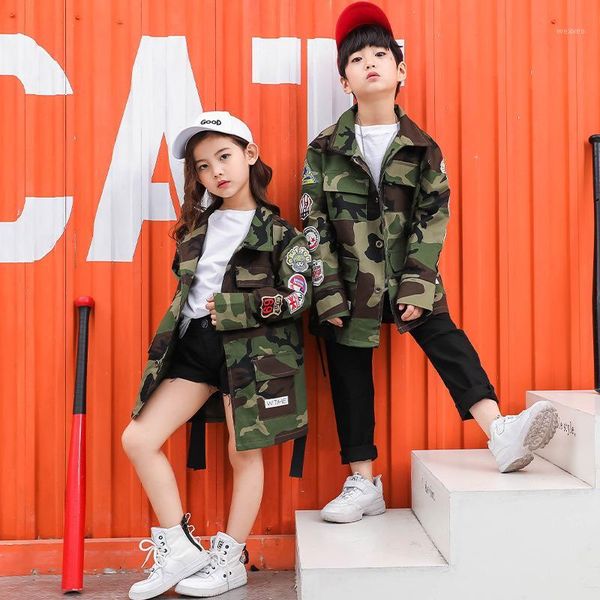 

camouflage jacket t-shirt pants suit kids hip hop clothing children boys girls stage hiphop jazz street dancing costume clothes1, Black;red