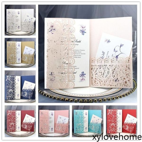 

personalized wedding invitation card full set laser cut hollowed-out pocket greeting cards for engagement birthday party valentines day gift
