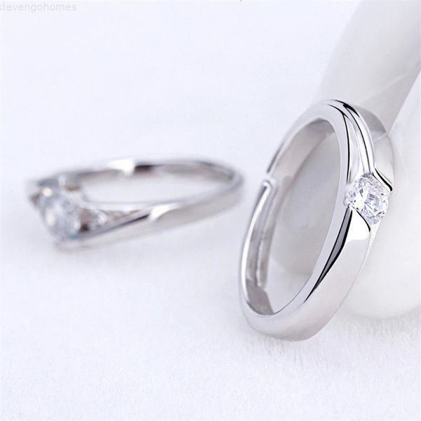 

crystal couple wedding zirconia ring adjustable silver cubic open rings engagement bbysz bde_home, Golden;silver