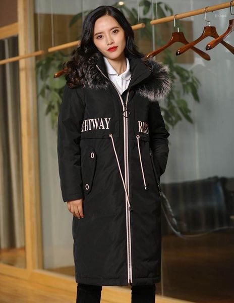 

down jacket women hooded 2019 new autumn winter long plus size slim loose solid female down coats1, Black