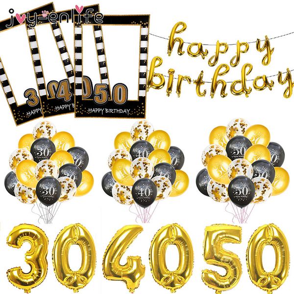 

30 40 50 60 anniversary balloons happy birthday decor black gold balloon 30th 40th 50th years party pbooth props