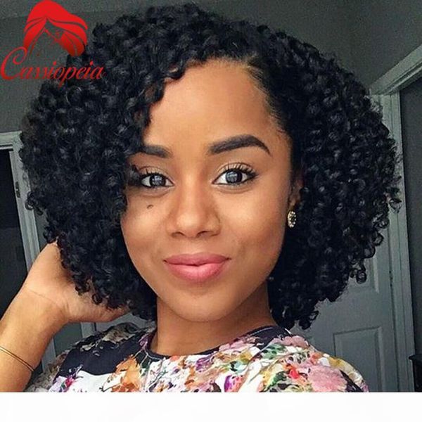

beauty short curly lace front wig natural black glueless peruvian short curly full lae wigs for black women ing, Black;brown