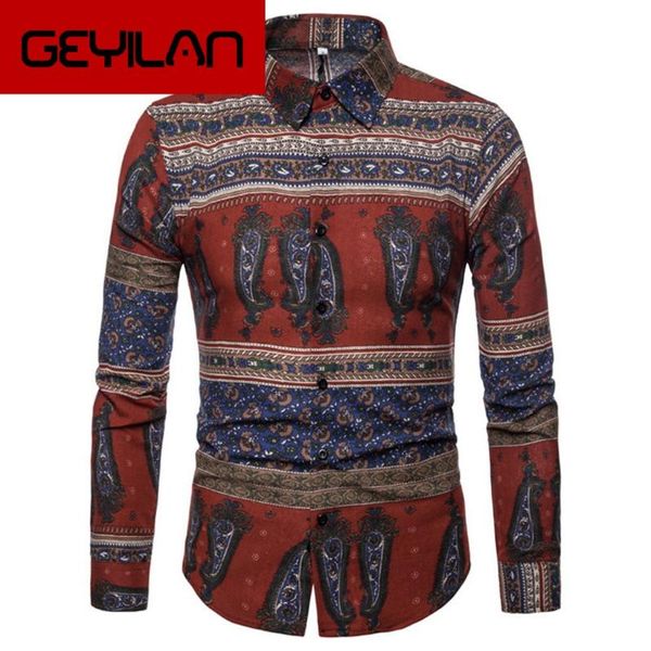 

men's casual shirts summer shirt long sleeve lapel vintage personality prints mens regular fit, White;black