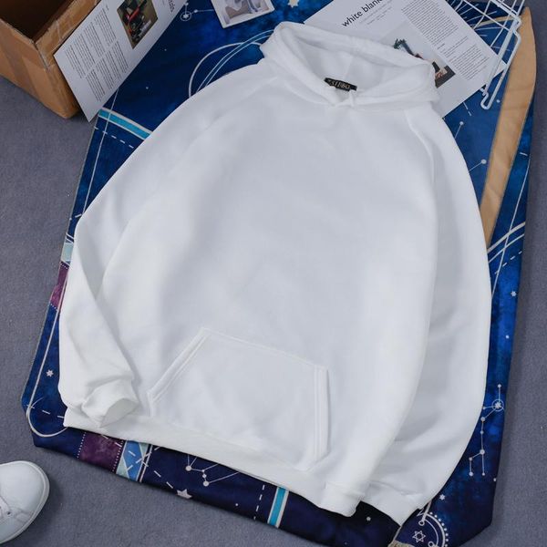 

hoodies solid color hooded women men o-neck sweatshirt clothes long-sleeved winter plus velvet thickening coat streetwear, Black