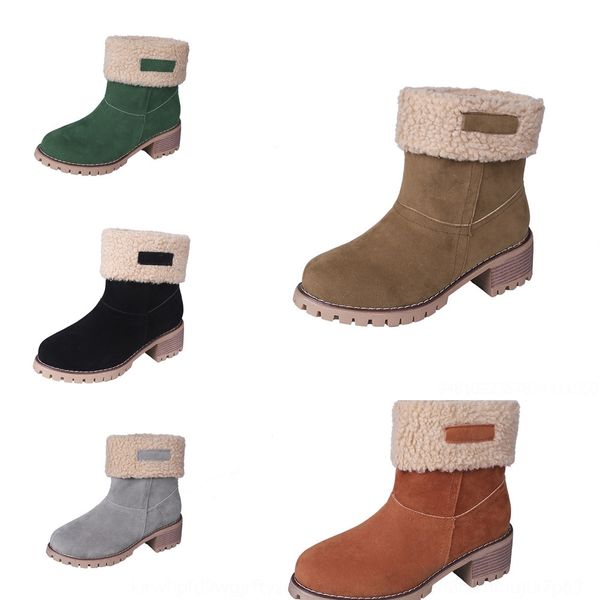 

rngu euta новая высокая верхняя женщина меховые ботинки назад подлинная молния кожаные сапоги теплые женские ботас снежные женщины сплошные, Black