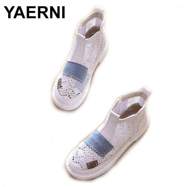 

yaerni 2020 fashion women summer boots thick sole mesh shoes casual boots ladies summer shoes women ankle, Black