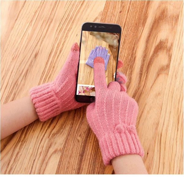 

gloves women touch screen driving gloves winter knitting peluche hand gloves keep warm play mobile phone ride mitte jllkge, Black