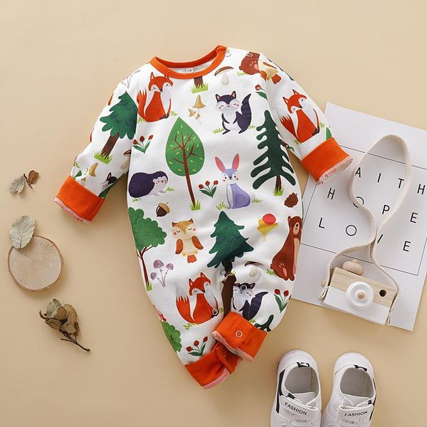 

bunvel toddler kids baby girls boys rompers cartoon animal rabbit fox pattern jumpsuit jumpers autumn winter outfits clothes 201028, Blue