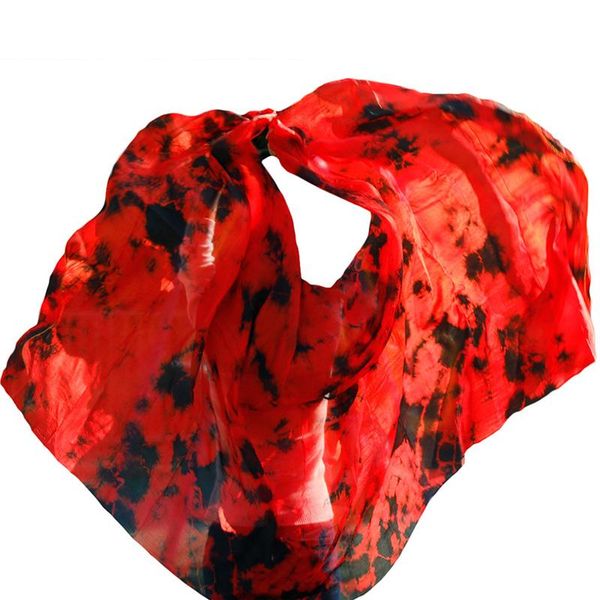 

stage wear 100% real silk veils dance performance props veil customized women handmade dyed scarf shawl chinese, Black;red