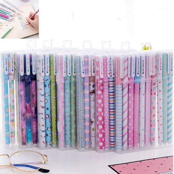 

6/10 pcs colored ink pens set cute mini writing for boy girl office school stationery supplies kawaii gel pencils1
