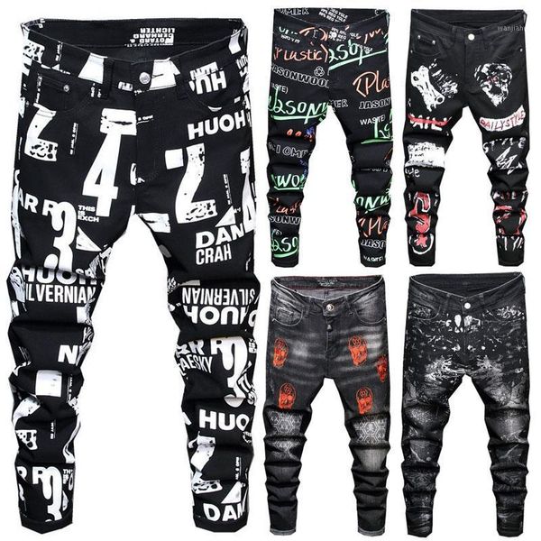 

new fashion men skinny jeans stretchy pant floral pant denim slim fit long men jeans1, Blue