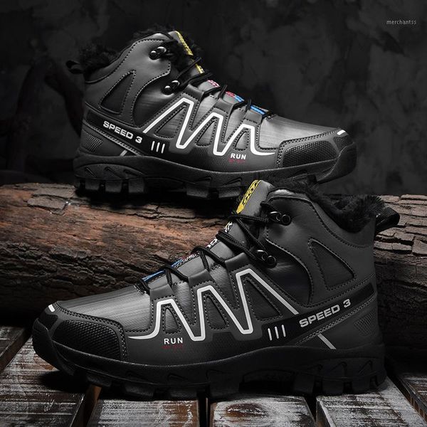 

men boots winter fur lining warm winter shoes men plus size boots non-slip hiking1, Black