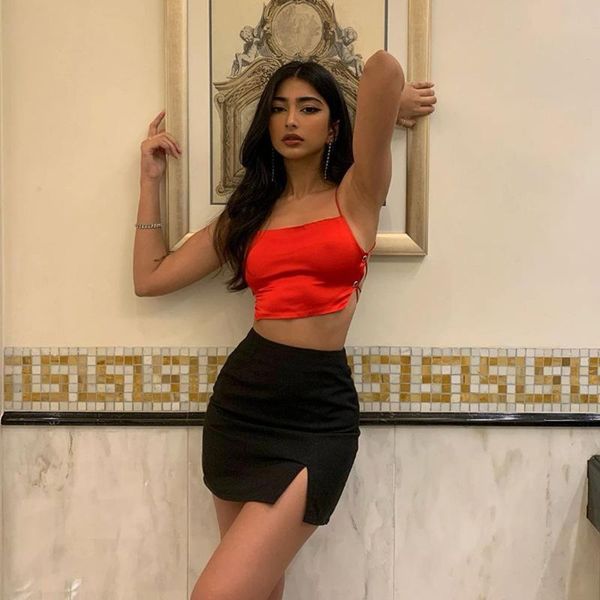 

women's tanks & camis fashion slim backless short nightclub sling wild bow tie women vest, White