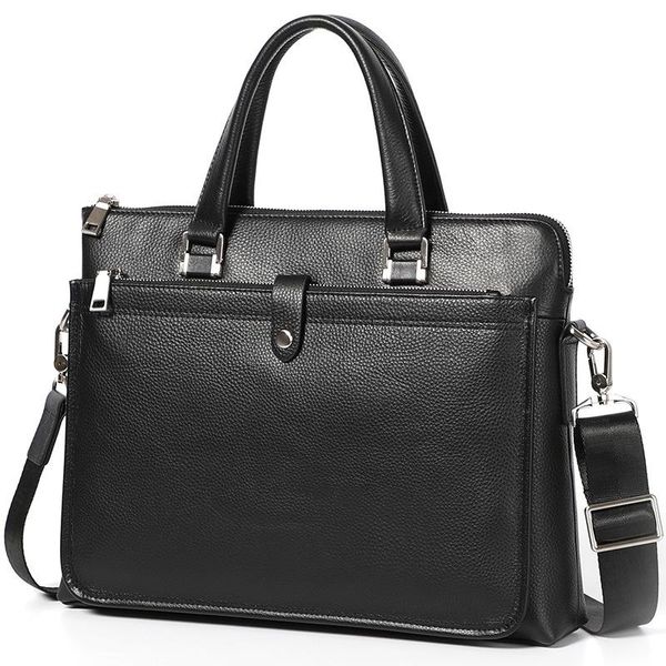 

2020 luxury 100% cow genuine leather business men's briefcase male shoulder bag real leather men messenger bag tote computer
