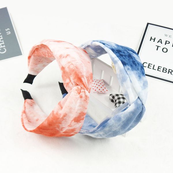 

новая мода twisted оголовье сладкий градиент цвета tie-dye hairbands ткань крест тюрбан headdress аксессуары для женщин