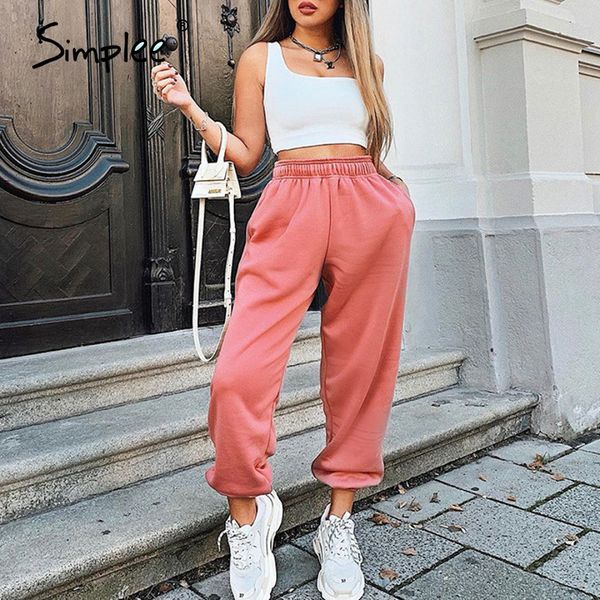 

simplee new women joggers brand male trousers casual pants sweatpants jogger 8 color casual gyms fitness workout sweatpants lj201029, Black;white