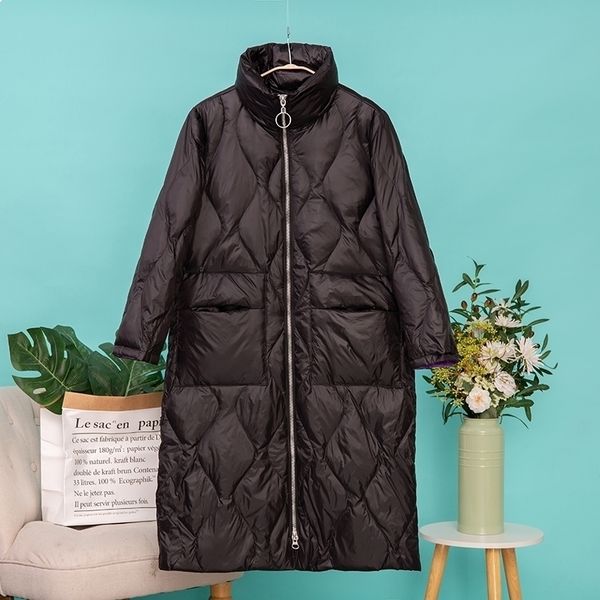 

winter 2021 new ultra light white female jacket loose girl-proof parka down sweaters qet9, Black