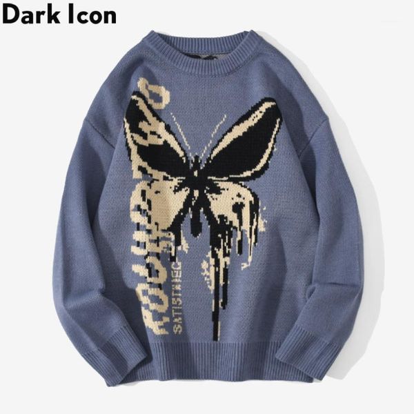 

dark black butterfly sweater men preppy style men's sweater 2020 autumn knitwear sweaters man1, White;black