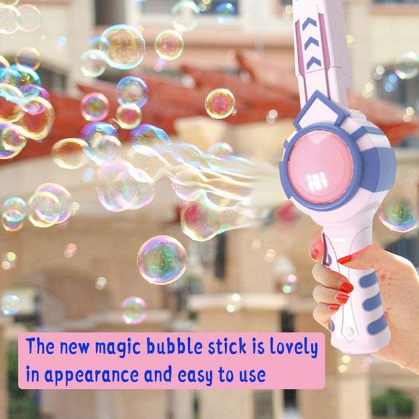 

kids magic wand party water bubble machine gun blower toy automatic soap bubble machine light music outdoor toy for girl