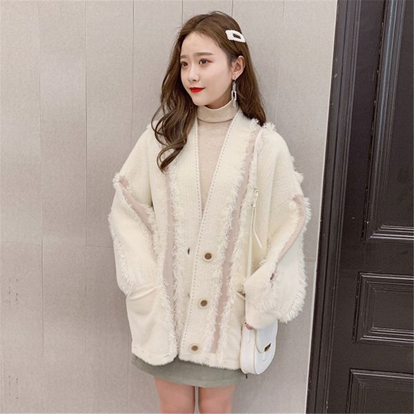 

2021 new women's jersey polyester office lady vison cashmere sweater autumn and winter lazy outside wear big size kzdl, White;black