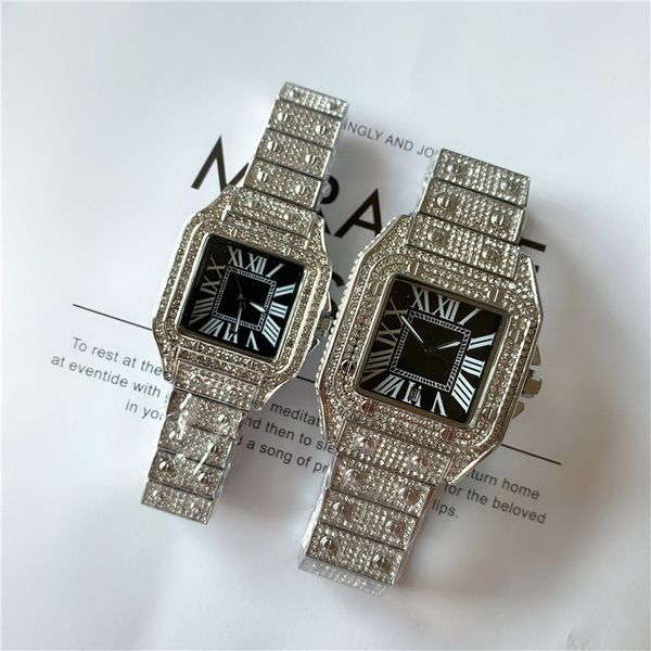 

6colors diamond quartz watch 40mm 34mm white dial mens watches shinning women wristwatches couple gift high quality, Slivery;brown